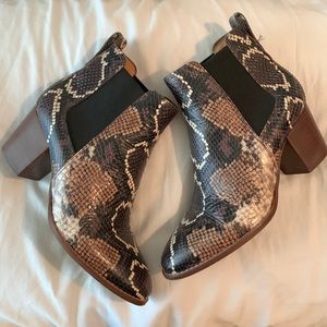 Snakeskin Madewell ankle booties